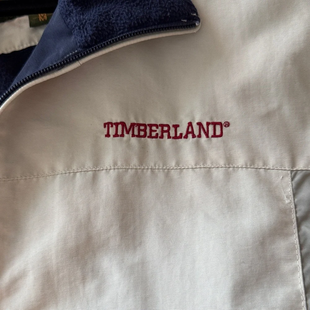 Timberland Light Gray Jacket with Navy and Burgundy Accents